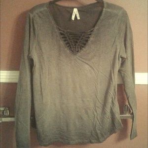 Mudd Grey Women's Blouse with Designer Neck